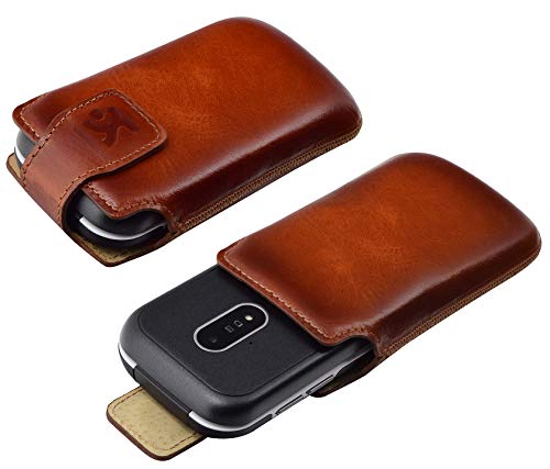Étui Doro 2820 Suncase en cuir cognac pour protection mobile