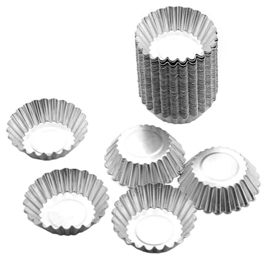 Tosnail 50 Pieces Aluminum Egg Tart Mold Small Tart Pie Tin Mini Cupcake Cake Muffin Cookie Mold Baking Cups