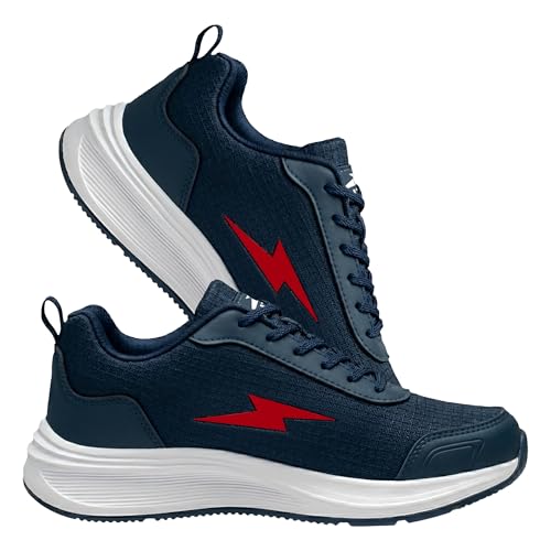 Image of BRUTON Men's Blue Casual Sneakers | Lightweight Cushioned Lace-Up Shoes | Breathable Fashion Footwear for Walking, Travel, College