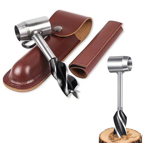 Bushcraft Handbohrmaschine für Holz: Bushcraft Bohrer Set，Handbohrer Überlebensbohrer mit Holster für Camping, Bushcraft, Outdoor Survival