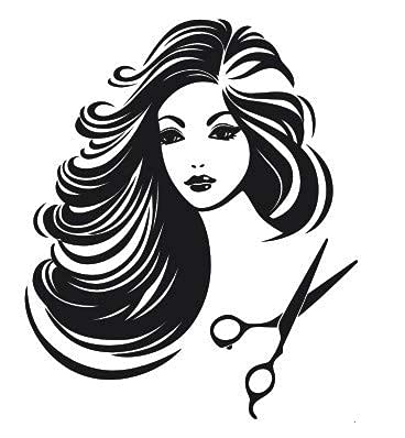 Adhesivo de pared de peinado de moda, adhesivo de pared en blanco y negro, añade interés a la habitación, adecuado para salones de belleza y dormitorios, pegatina de pared de vinilo extraíble 77 x 56