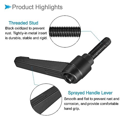 Image of Clamping Lever Handles, M8 x 25mm Male Thread, Adjustable Quick Release Locking Rotating Bolt Knobs Black - (Applications: for Lathe Machinery), 1-Piece