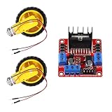 AEDIKO 2 Sets TT Motor 200RPM Gearbox Motor Tire Wheel DC 3-6V 1:48 Male Connector with 1Pc L298N Motor Drive Controller Board