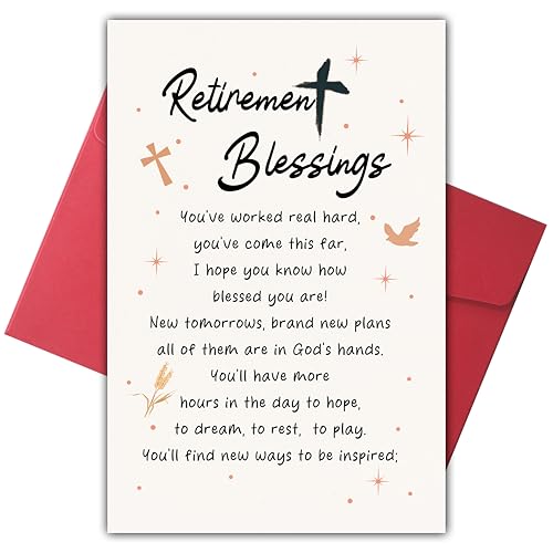 Bewoow Funny Christian Retirement Card for Men Women, Religious Farewell Card from Family Friends, Pastor Retirement Gift for Him Her