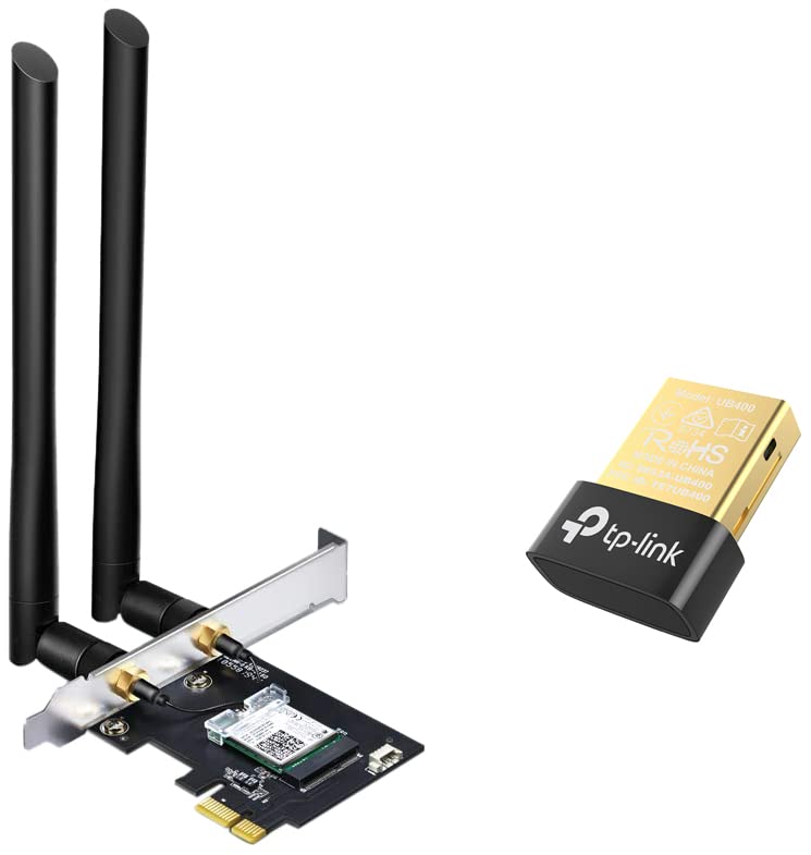 Image of TP-LINK Archer T5E AC1200 Wi-Fi Bluetooth 4.2 PCI Express Adapter with Two Antennas, PCIe Network 2-in-1 Interface Card & TP-Link USB Bluetooth Adapter for PC 4.0 Bluetooth Dongle Receiver