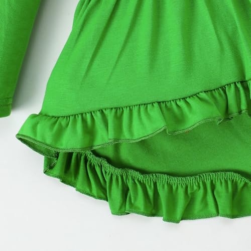 Image of Goodplayer Toddler Girls St.Patrick's Day Outfits Long Sleeve Clover Dress Shirt Shamrock Print Pants Clothes Set