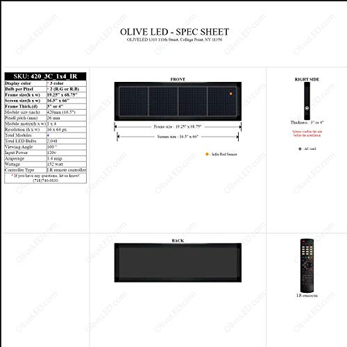 OLIVE LED Sign 3Color RBP, P26, 19\"x69\" IR Programmable Scrolling Outdoor Message Display Signs EMC - Industrial Grade Business Ad Machine. - Thumbnail 4