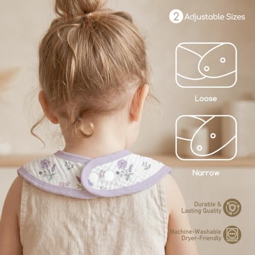Image of Muslin Bibs for Baby Boy Girl, Adjustable Fit for Drooling and Teething