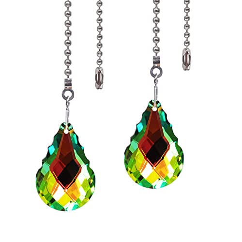 Image of 2pcs Crystal Prisms Pull String Light Fixture Fan Pull Chain Extender Connectors Pendant