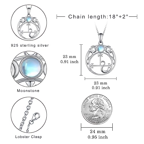 Lilith Necklace for Women - 925 Sterling Silver Moonstone Sigil of Lilith Pendant - Pagan Wiccan Magic Mythology Amulet Jewelry Gift4