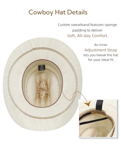 Image of Straw Cowboy Hat, Cattleman Crease 4.1 inch Wide Brim Western | Unisex design, shapeable wide brim, breathable cowgirl style, gift box included, 2 sizes
