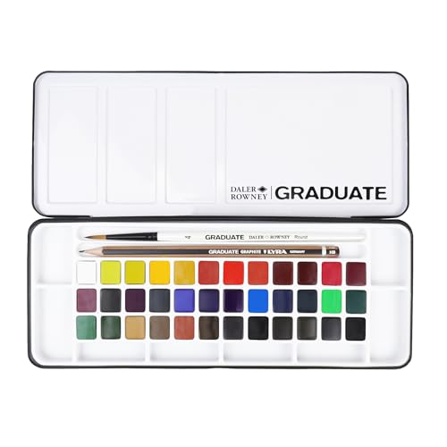 Daler Rowney Graduate Watercolor Aquarela em Pastilha com Estojo 36 Cores