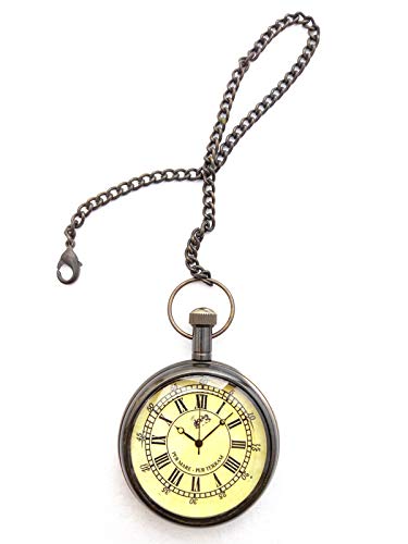 Classic Brass Gold Black Antique Pocket Gandhi Watch Royal Look Indian Handicraft Premium Gift Item-image-31
