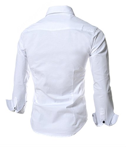 Elonglin Camisa Social Masculina Formal com Botões Manga Comprida Camisa Casual Elegante Cores Contr