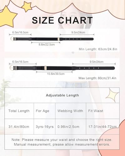 Coubeau Kinder Elastischer Gürtel Verstellbarer Stretch Kindergürtel für Jungen Mädchen Gürtel Teenager mit Goldener Schnalle für Jeans Hosen Kleid Uniform