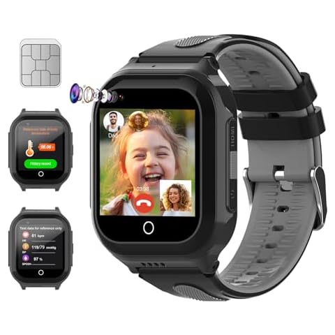 Wonlex 4G Kids Smartwatch with SIM Card, 1.4" GPS Smart Watch for Kids, Boys Girls Phone Watch With Temperature HR BP Monitor, Video Calls, SOS, Camera, Pedometer, Alarm, Music Player(Black) Cover