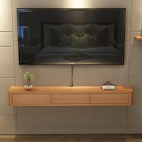 Vendics Floating Shelves Tv Stand Cabinet Multimedia Storage Shelf Wall Mount Entertainment Unit Wall-Mounted Living Room Hanging Wall Cabinet/Red Walnut/120Cm Cover