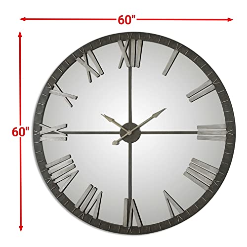 My Swanky Home Xl 60" Mirrored Round Wall Clock Oversize Modern Mirror Glass #TOP6