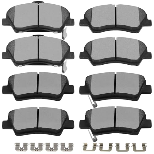 Image of SCITOO D2190 D1812 Front & Rear Ceramic Brake Pads Sets w /Hardware Replacement 2018-2022 For Hyundai For Accent,2018-2023 For Kia For Rio