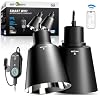 REPTI ZOO Smart WiFi Deep Dome Lamp Fixture & Thermostat Hygrostat Controller with Timing Combo, Reptile Light Fixture Reflector Cap, Day-Night Temperature & Humidity Monitor Control for Reptile Tank