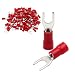 Baomain Red Insulated Fork Spade Wire Connector Electrical Crimp Terminal 18-22AWG 100 Pack