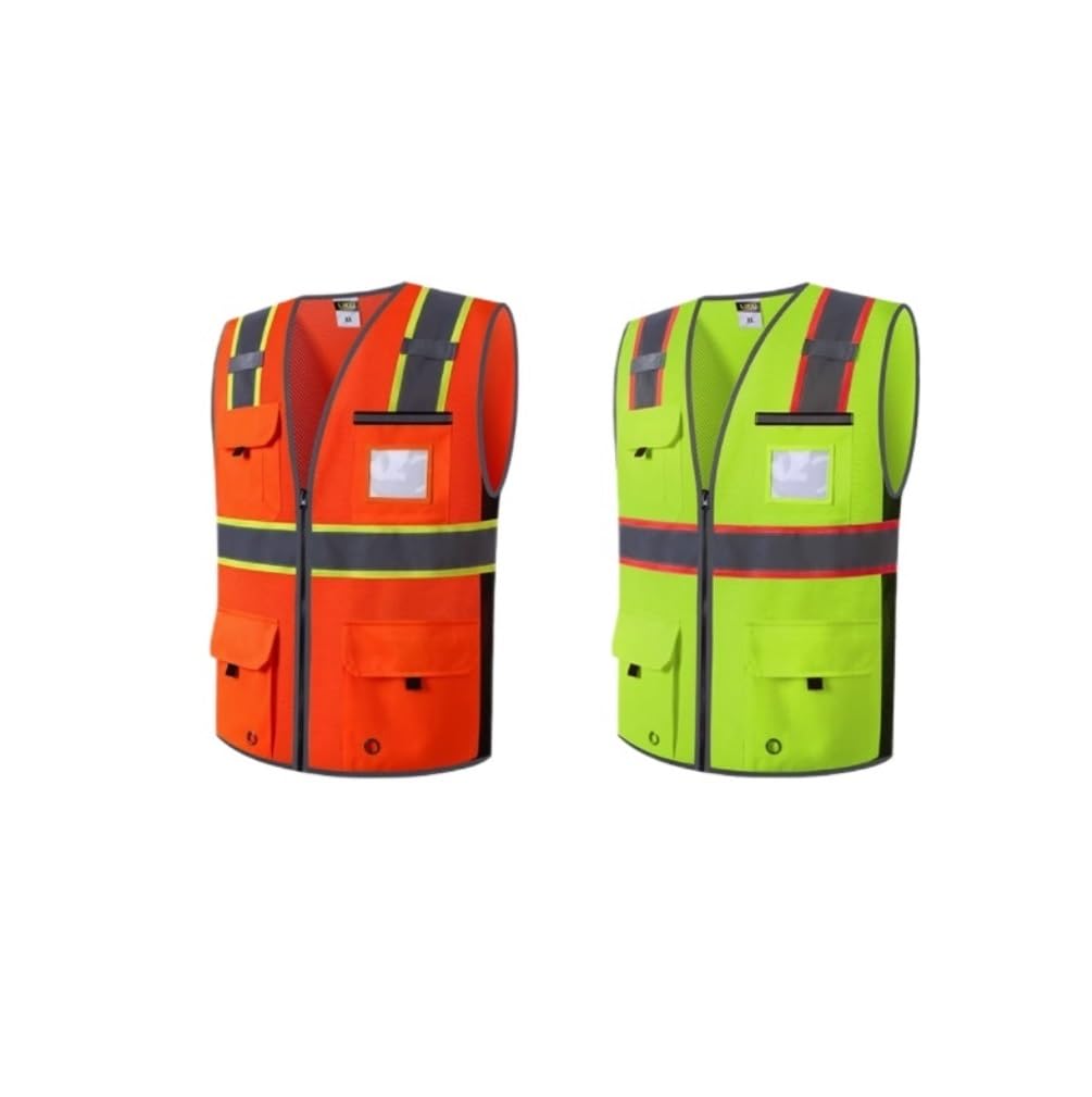Chaleco Seguridad Chaleco Reflectante Transpirable Sitio De Construcción Ciclismo Tráfico Ropa Reflectante Seguridad(Oranje,XL)