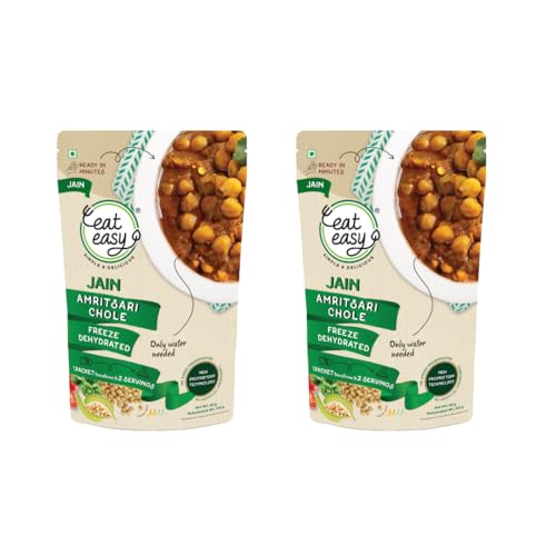 Image of Eat Easy Ready To Eat Jain Amritsari Chole- 70gm (Pack of 2) | Freeze-Dried, Lightweight, No Moisture, No Onion & Garlic, High-Protein Punjabi Chhole for Camping, Trekking, Hostel Food, Travel, Quick Lunch & Dinner | Just Add Water Hot Water