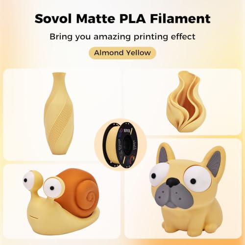 Image of Sovol 3D Printer Matte PLA Filament 1.75mm 1KG (2.2lbs), Almond Yellow