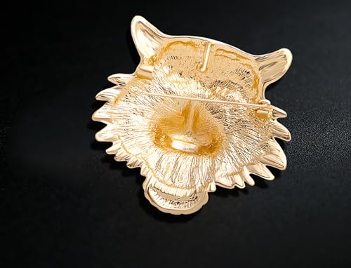 Image of Premium Rhinestone Tiger Brooch Pin Gold Silver Tiger Head Brooch Lapel Pins Vintage Punk Style Animal Brooch Domineering Cool Tiger Brooch Clothes Hats Bags Suits Banquets Party Costumes Jewelry for Women and Men