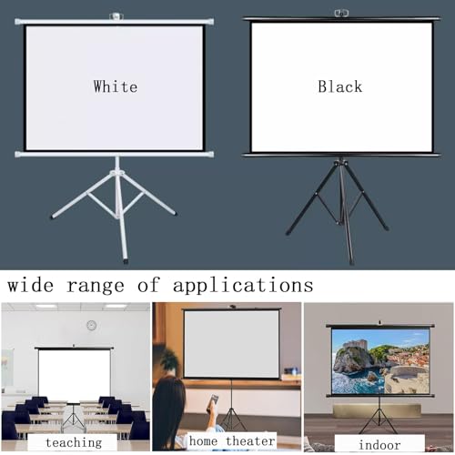Pantalla de proyección con soporte, pantalla plegable y portátil de 50in 16:9, blanca y negra para cine en casa miniatura 2