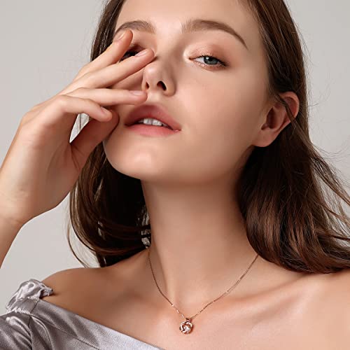 Heart Necklace Dancing Diamond Pendant Necklaces 925 Sterling Silver 18 Gold Plated Round Cubic Zirconia Chain Women Girls Dainty Jewelry for Her