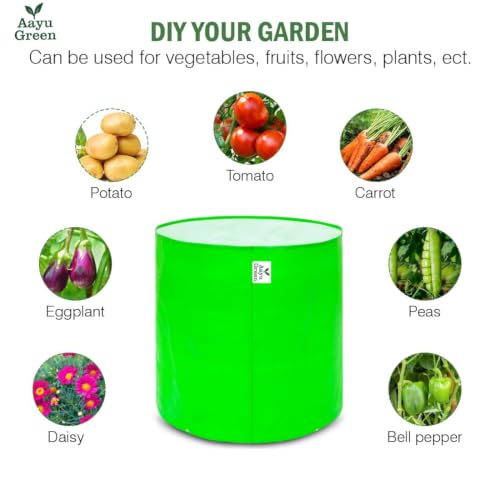 Image of Grow Bag UV Protected 260 GSM | HDPE Grow Bags for Plants | Heavy Duty Green Garden Plant Grow Bag with Drainage Holes | Reusable Vegetable Grow Bag for Terrace Gardening (2, 12X12 INCH)
