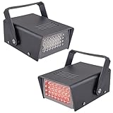 32 LED-Blitz, Geschwindigkeitsstellbare Mini 3W Indoor-Bühne-DJ-Leuchte für Halloween-Weihnachts-Bühnendekoration Schwarze Schale Rotes Licht 2 Packungen