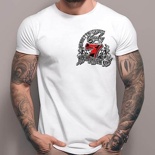 C0672 maglia uomo LE IENE bianco/rosso t-shirt men