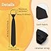 LJBFNN Boys Black Tie, Kids Ties for Boys 6-12 Years Zipper Solid Color Pre-tied Adjustable Necktie for Wedding Graduation