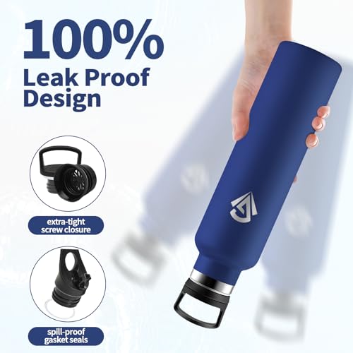 Borraccia Termica 1L, Bottiglia Termica a Prova di Perdite, senza BPA, Riutilizzabile, Facile Pulizia, Borraccia Acciaio Inox con Cannuccia, Termos per Adulto, Campeggio, Ciclismo, Viaggio, Yoga - Immagine 2