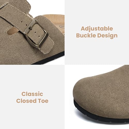 Image of Xiakolaka Women's Suede Clogs Adjustable Buckle Slip on Footbed Home Clog Slippers for Comfort Casual Daily Wear