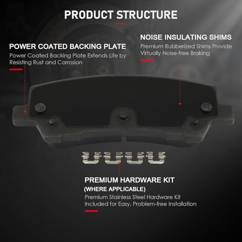 Image of cciyu D1793 Rear Ceramic Disc Brake Pads Kit For Ford For Mustang 2015-2018