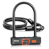 NDakter U Lock with Cable, 14.6mm Heavy Duty Bike Locks and 12mm x1.5m Cable, 4-Digit Resettable Com