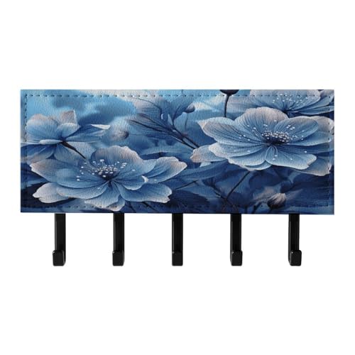 Soporte para llaves de pared Blooming con diseño de flores azules y 5 ganchos 7