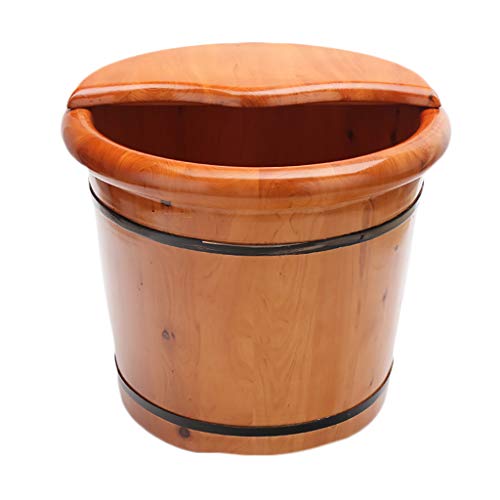Spa de pies de madera Katzowen con tapa, barril de cedro