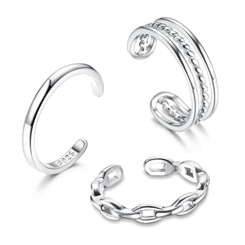 Florideco 3Pcs S925 Sterling Silver Toe Rings For Women Open Toe Rings Comfort-Fit Adjustable Toe Rings Celtic Knot Turquoise Finger Foot Jewelry Set #TOP7