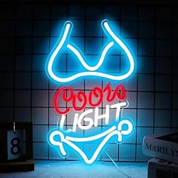 Crs Light Neon Signs 17 * 11 Inch(Azure+Red+White) + Bikini Coors