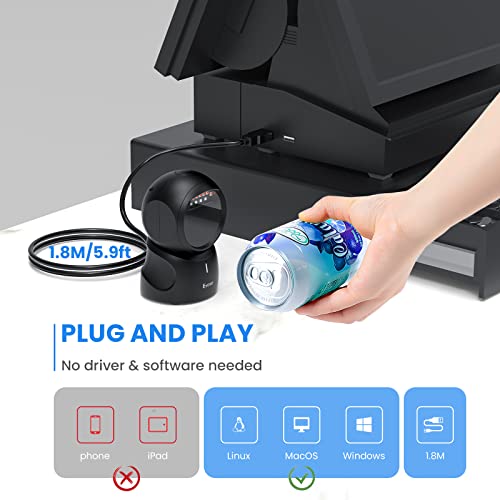 Eyoyo EY-5500 Barcode Scanner, Qr 2D Hands-Free Omnidirectional Automatic Sensing Scanning Usb Desktop Barcode Scanner thumb #1