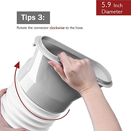 Image of TURBRO Portable Air Conditioner Universal Exhaust Hose - 5.9 Inch Diameter, 78 Inch Length, Clockwise Thread, White (707-90-015) | for Portable AC Units, Clockwise Thread, Sturdy, No-odor PP Construction
