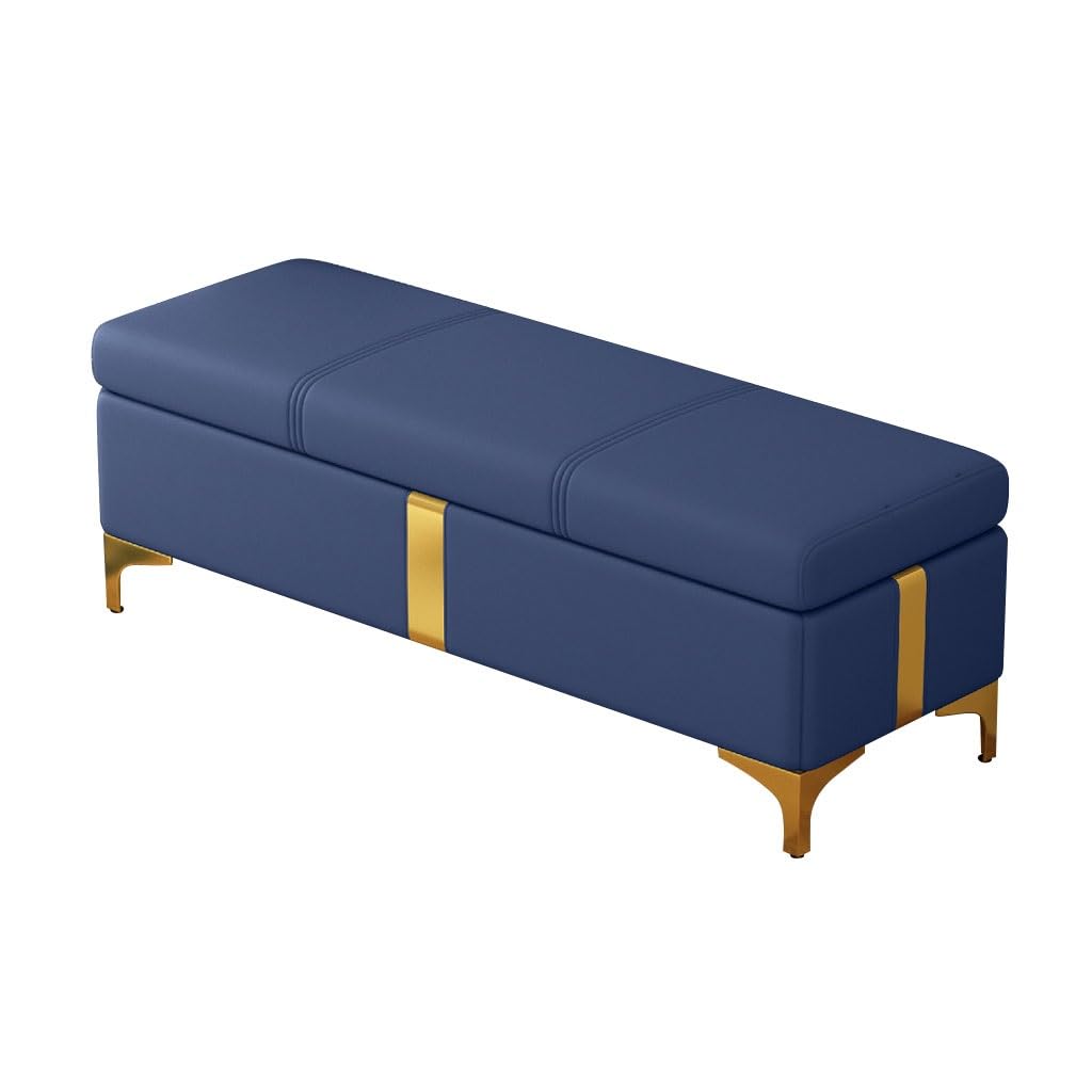 Repose-pieds ottoman rectangulaire design en simili cuir soigné Bei 80 cm