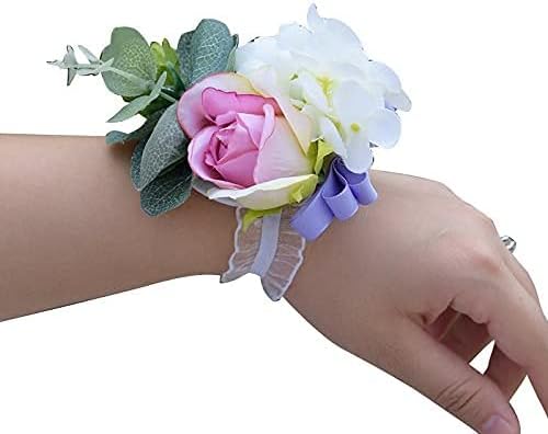 Ansuma Artificial Flowers Wedding Bouquets for Bride, 10 Inch Lavender White Rose Bridal Bouquet for Wedding Ceremony Anniversary Bridal Shower and French Rustic Wedding (Bridemaid Bouquet)