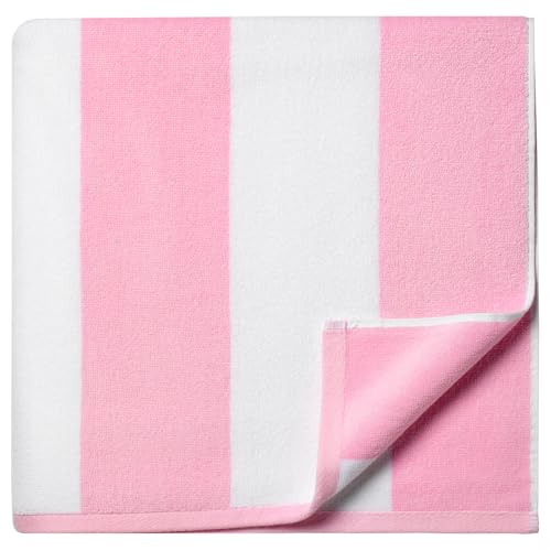 WEDPLAN Cotton Oversized Beach Towel - 40 x70 Inch Extra Large Striped Pool Towel Big Soft Terry Cloth Pink Cabana Swim Towel