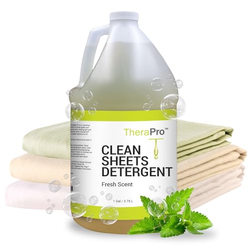 TheraPro Natural Liquid Laundry Detergent for Massage Sheets & Spa Linens - 1 Gallon - Professional Grade Biodegradable Laundry Detergent Removes Tough Stains Left by Oil & Creams - Fresh Clean Scent