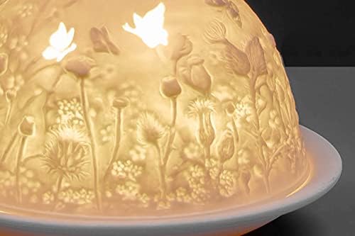 Lithophane Dome Candle Holder in a Thistle design Tealight Holder | Handcrafted | Dome-shaped | Unglazed Finish in White